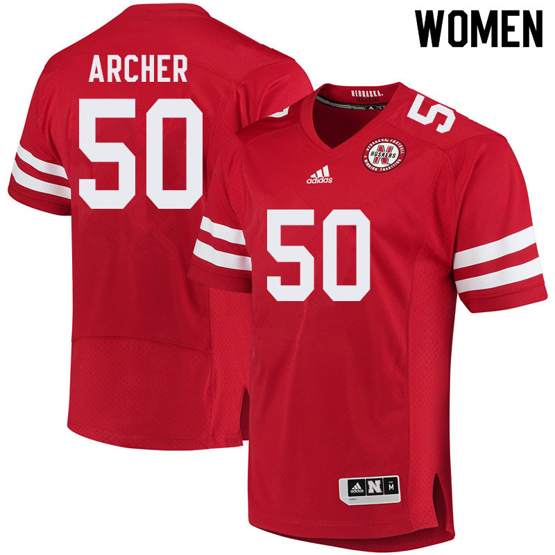 Women #50 Jake Archer Nebraska Cornhuskers College Football Jerseys Sale-Red